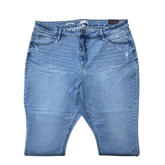 Ava & Viv Womens Distressed Light Wash Denim Skinny Jeans Plus Size 20 - Picture 4 of 11